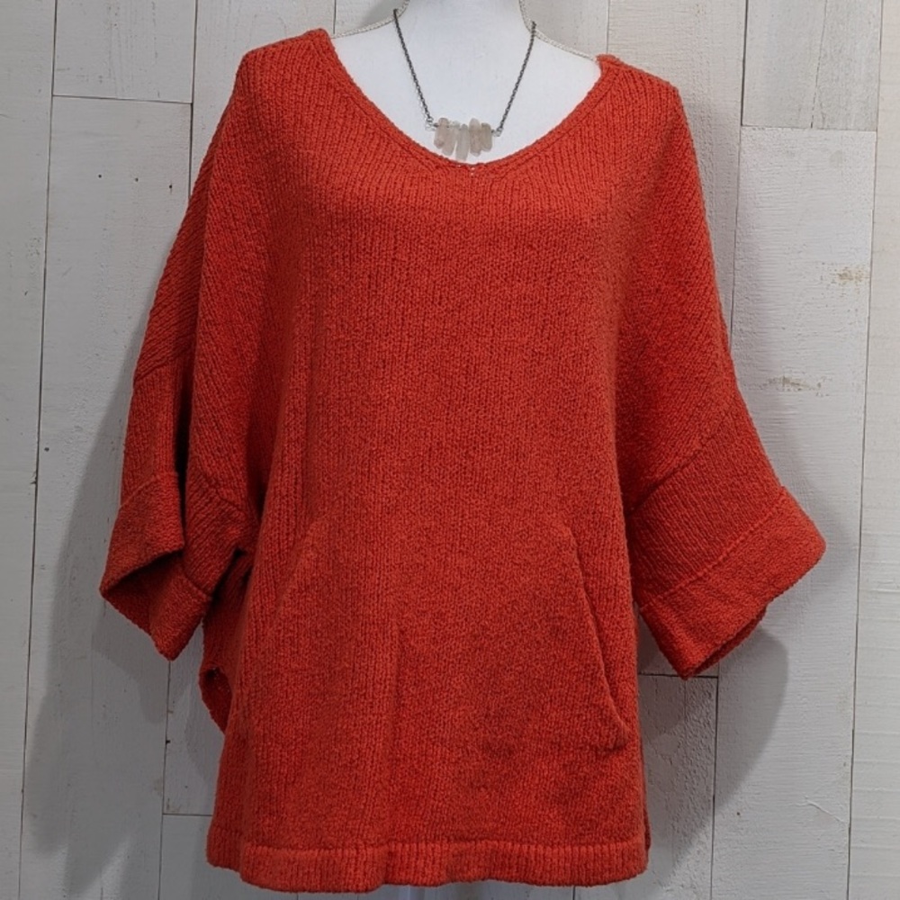 Free People BOHO Short Sleeve Sweater W/Pockets
